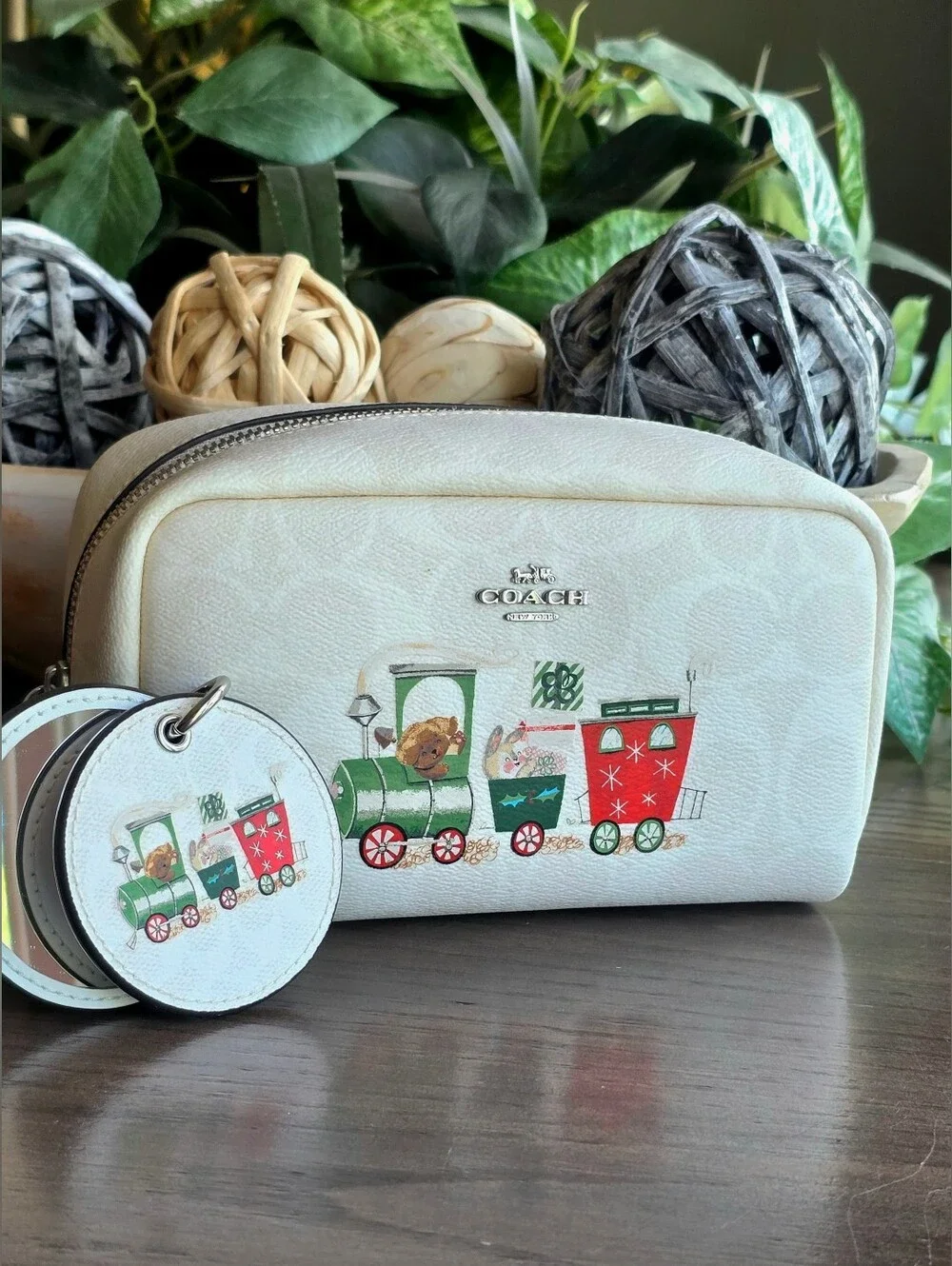 Coach Small Boxy Cosmetic Case and Mirror Bag Charm (Style No. C1751)